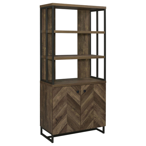 Millbrook 2-door Bookcase Rustic Oak Herringbone and Gunmetal image