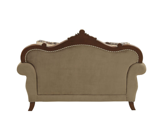 Mehadi Velvet & Walnut Loveseat w/6 Pillows image