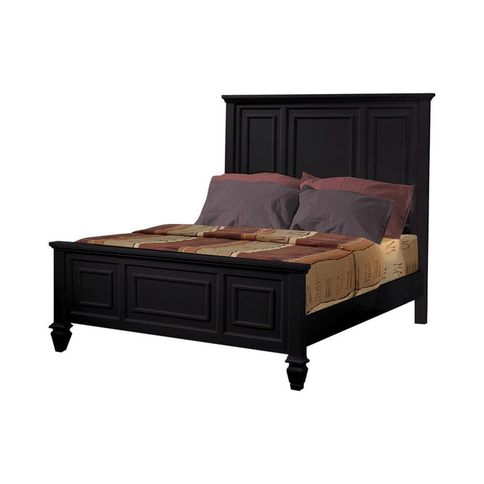 Sandy Beach California King Panel Bed with High Headboard Black