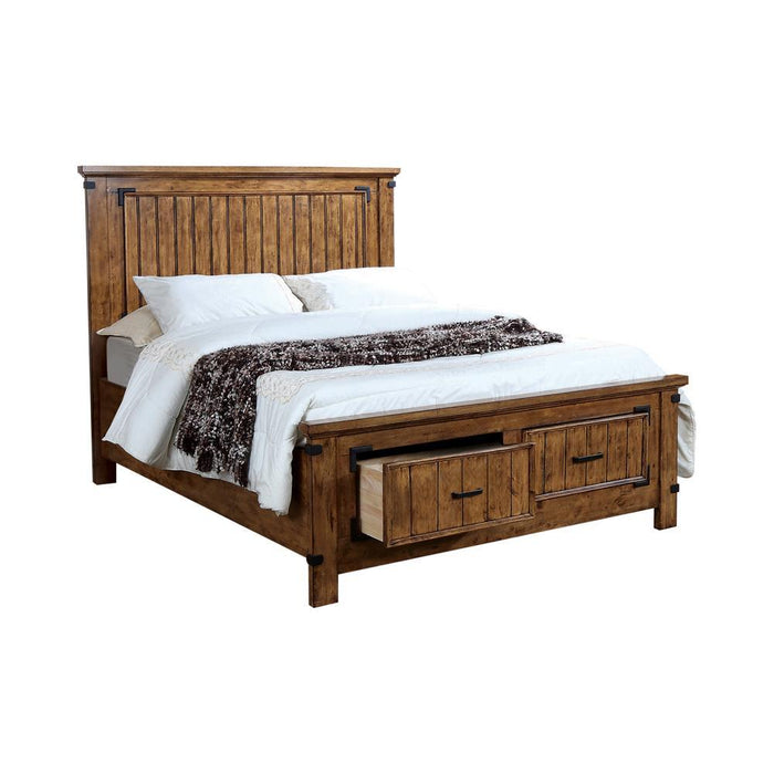 Brenner California King Storage Bed Rustic Honey