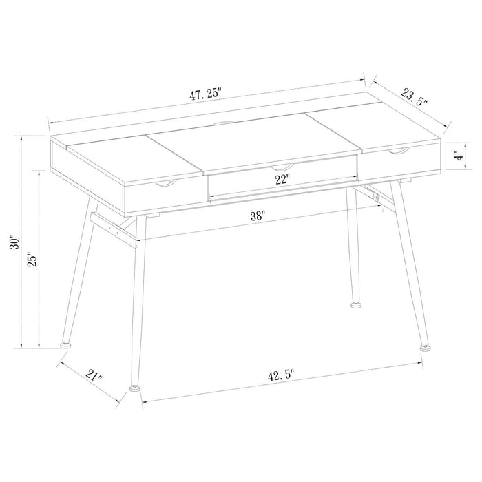 Rafael 1-drawer Writing Desk Rustic Driftwood