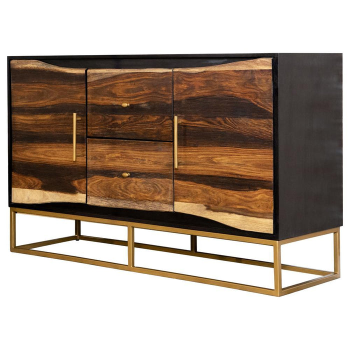 Zara 2-drawer Accent Cabinet Black Walnut and Gold