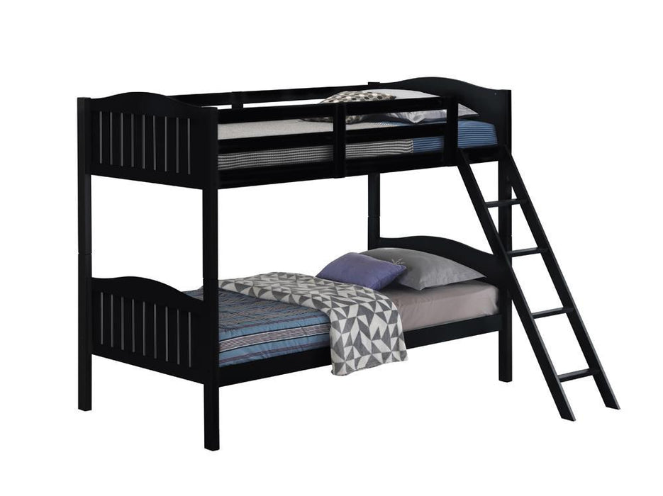 Arlo Twin Over Twin Bunk Bed with Ladder Black